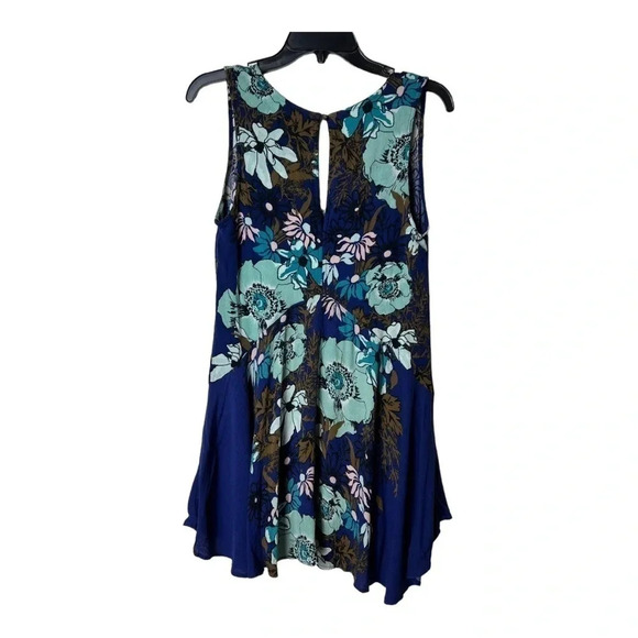 1345. FREE PEOPLE BACK YARD PARTY FLORAL MINI DRESS SLEEVELESS SMALL KEYHOLE - Picture 8 of 11
